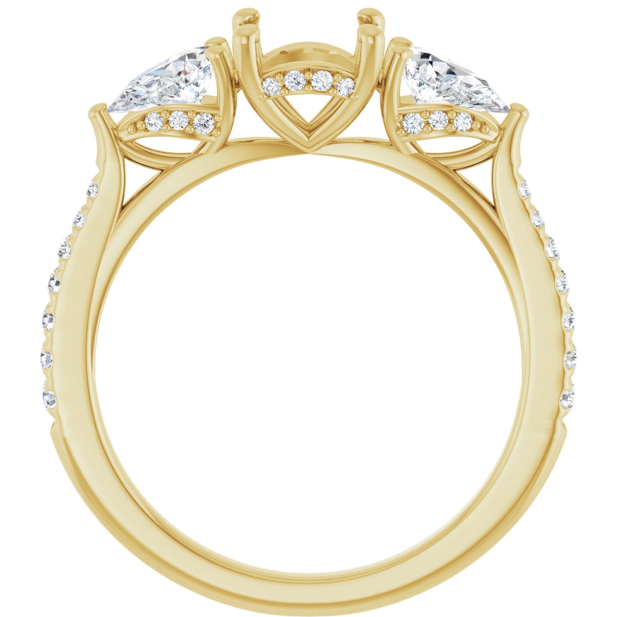 Round Three-Stone Engagement Ring Semi-Mount - gallery - Series 123480