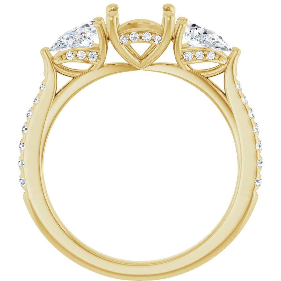 Round Three-Stone Engagement Ring Semi-Mount - gallery - Series 123480