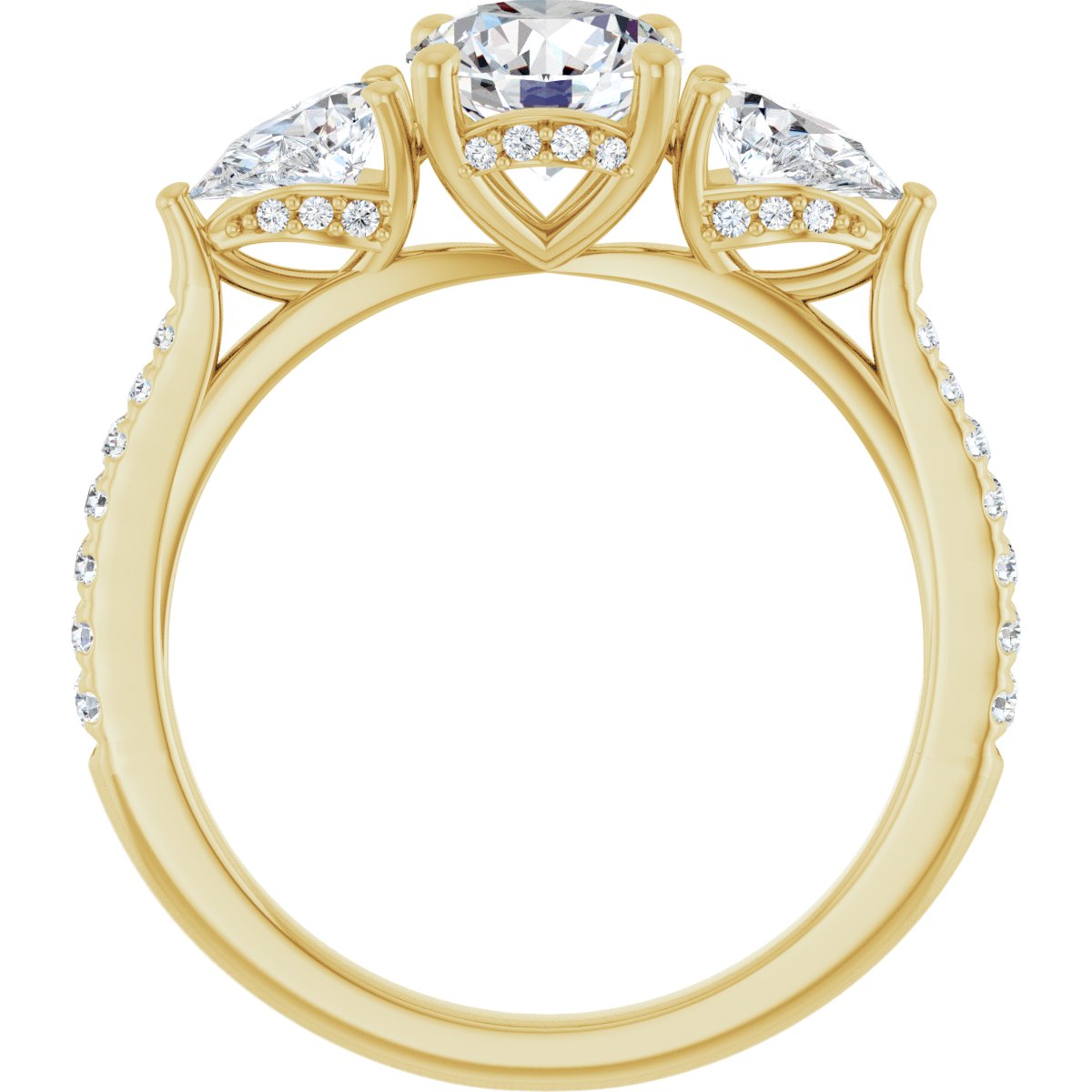 Round Three-Stone Engagement Ring Semi-Mount - gallery - Series 123480