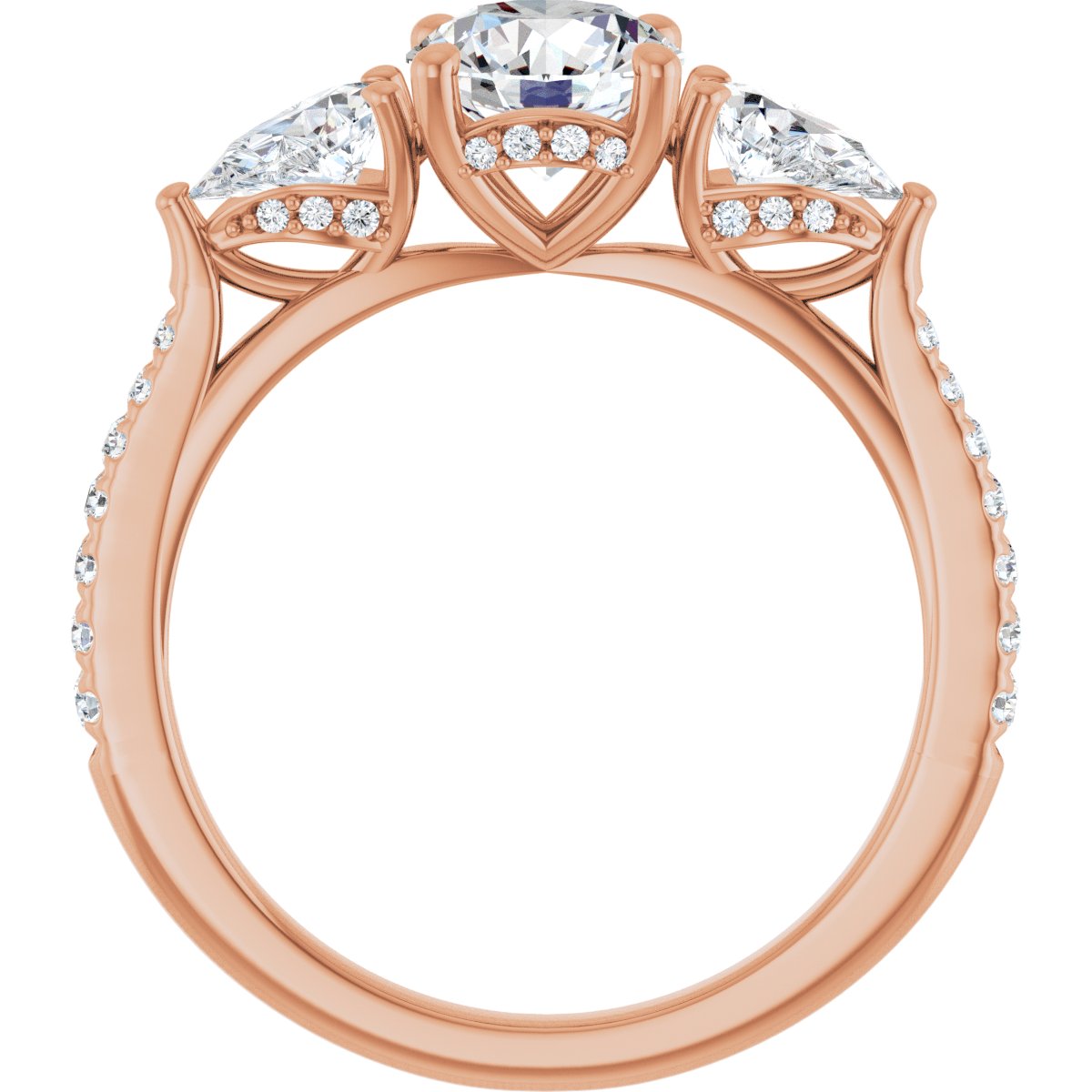 Round Three-Stone Engagement Ring Semi-Mount - gallery - Series 123480
