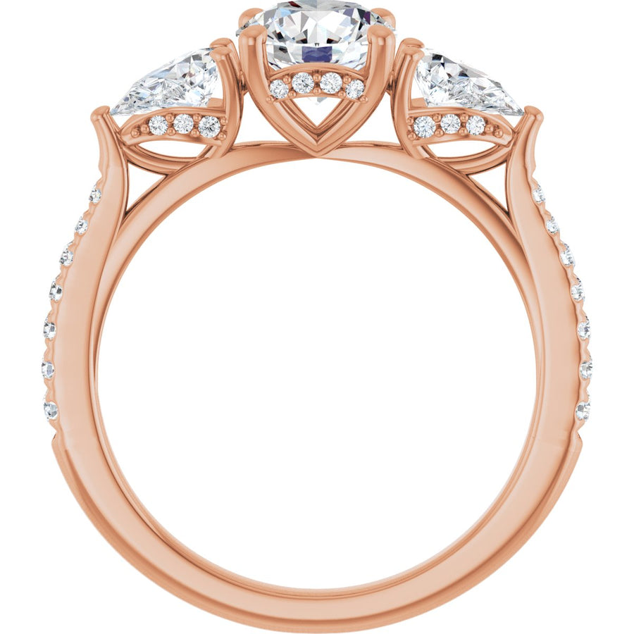 Round Three-Stone Engagement Ring Semi-Mount - gallery - Series 123480
