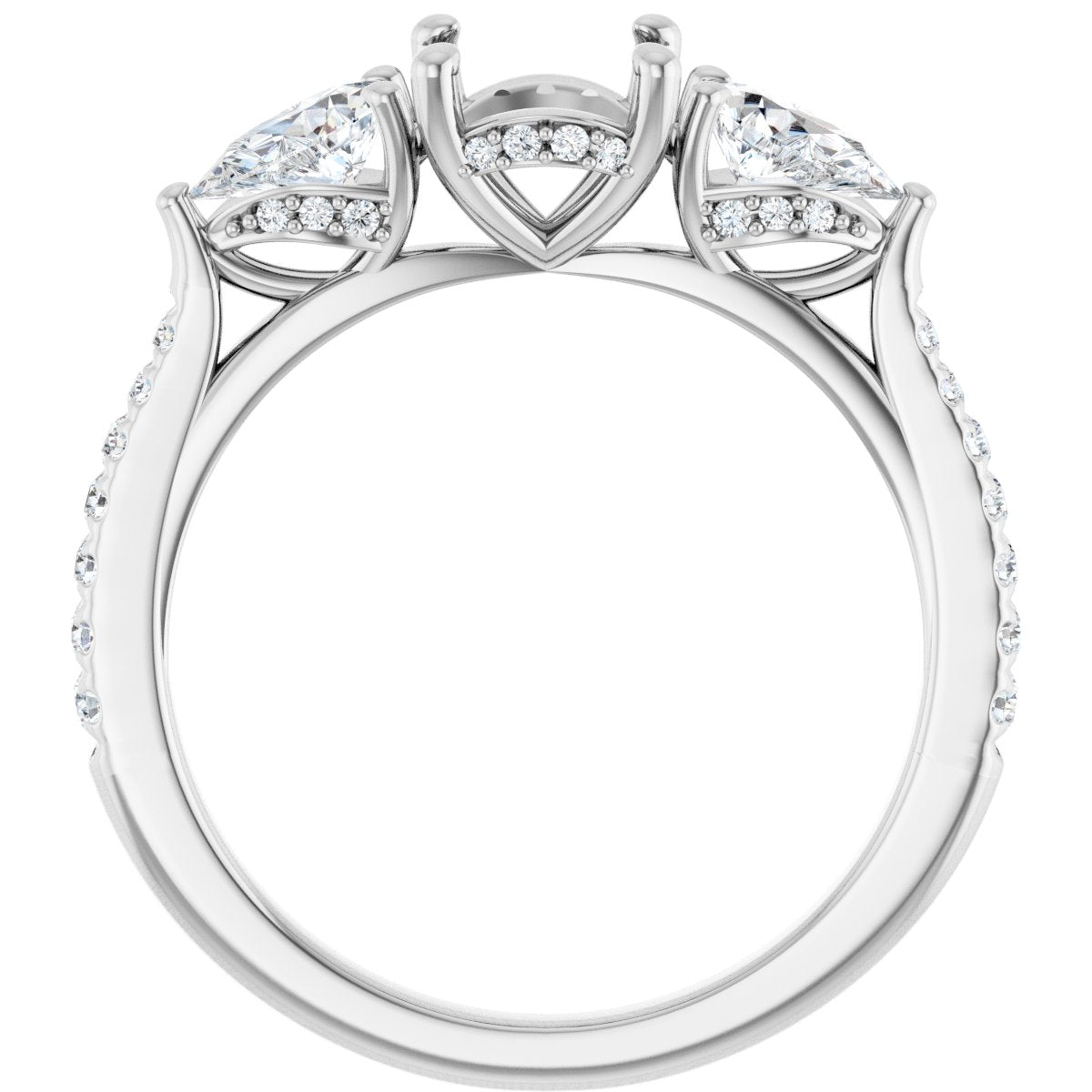 Round Three-Stone Engagement Ring Semi-Mount - gallery - Series 123480