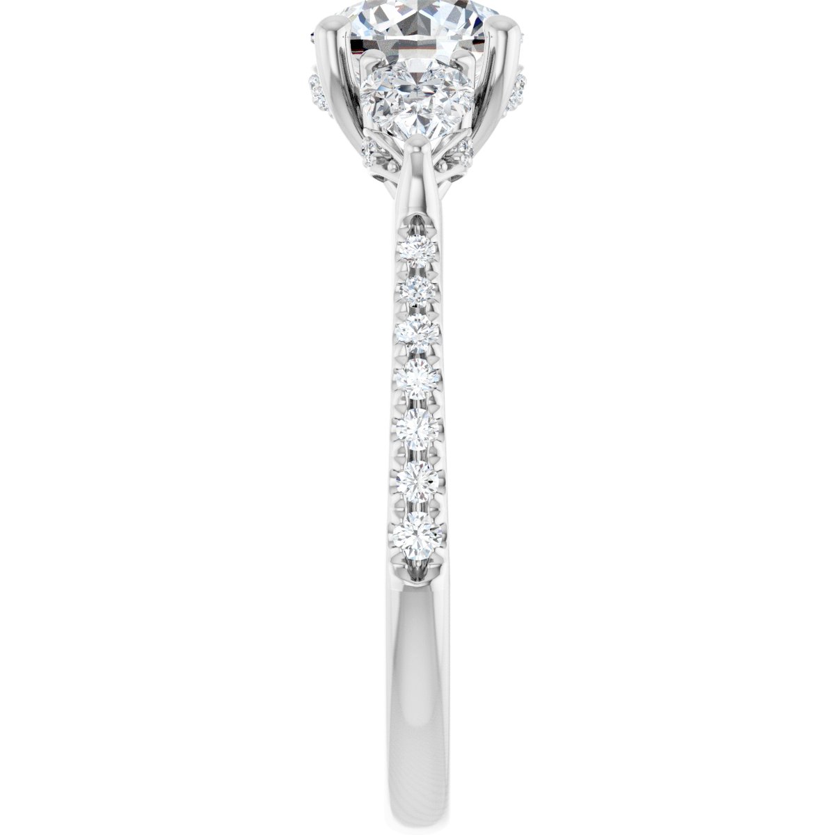 Round Three-Stone Engagement Ring Semi-Mount - gallery - Series 123480