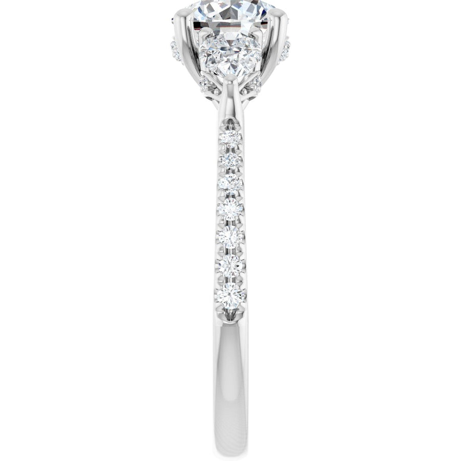 Round Three-Stone Engagement Ring Semi-Mount - gallery - Series 123480