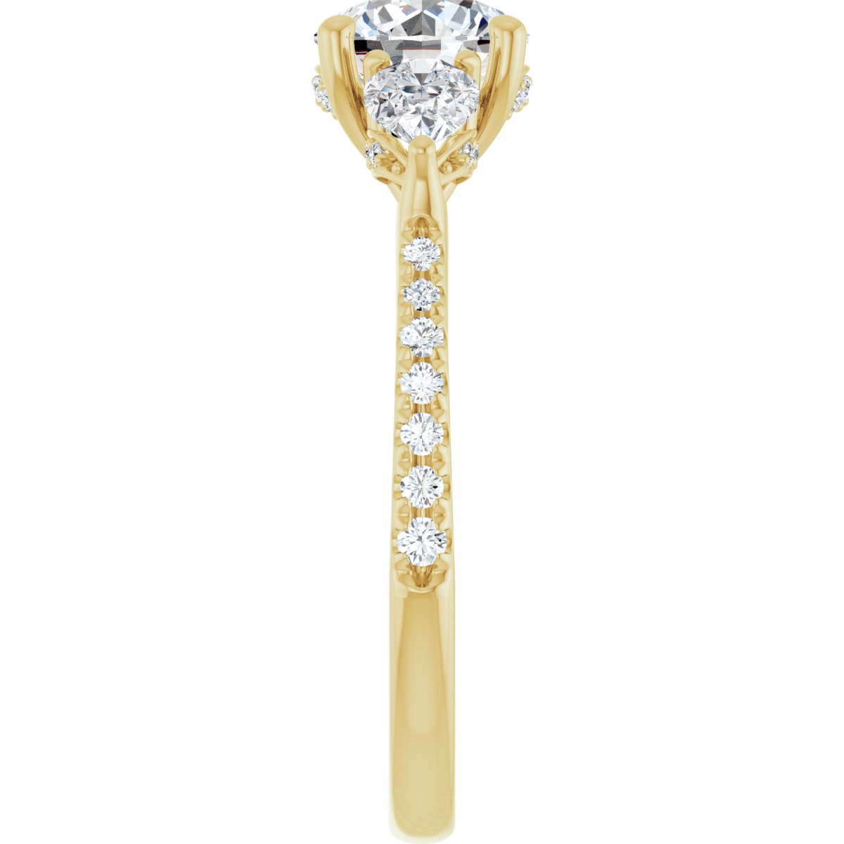 Round Three-Stone Engagement Ring Semi-Mount - gallery - Series 123480