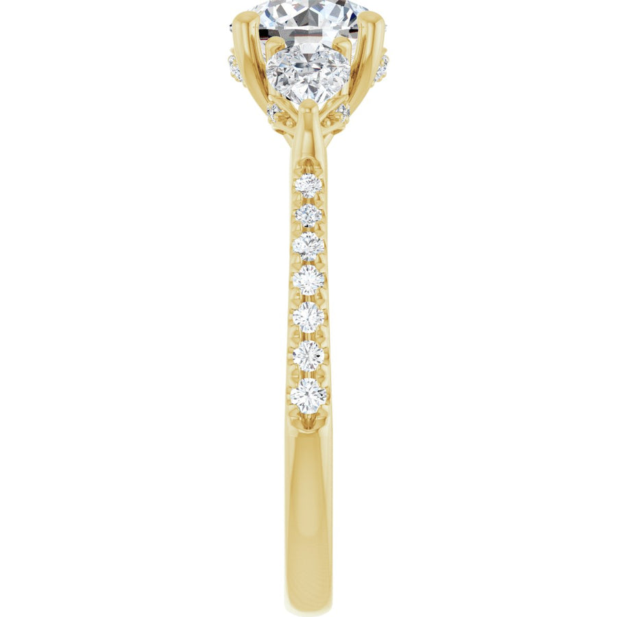 Round Three-Stone Engagement Ring Semi-Mount - gallery - Series 123480