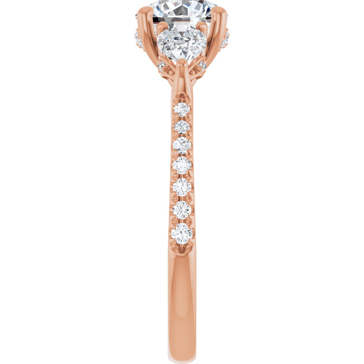 Round Three-Stone Engagement Ring Semi-Mount - gallery - Series 123480