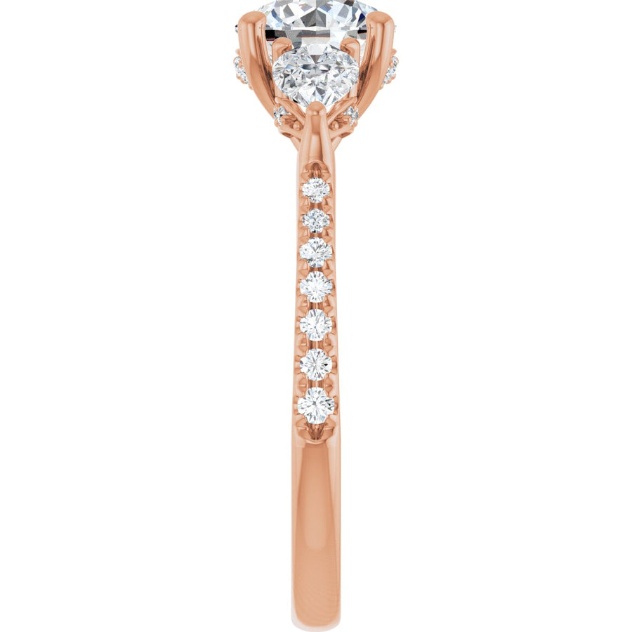 Round Three-Stone Engagement Ring Semi-Mount - gallery - Series 123480