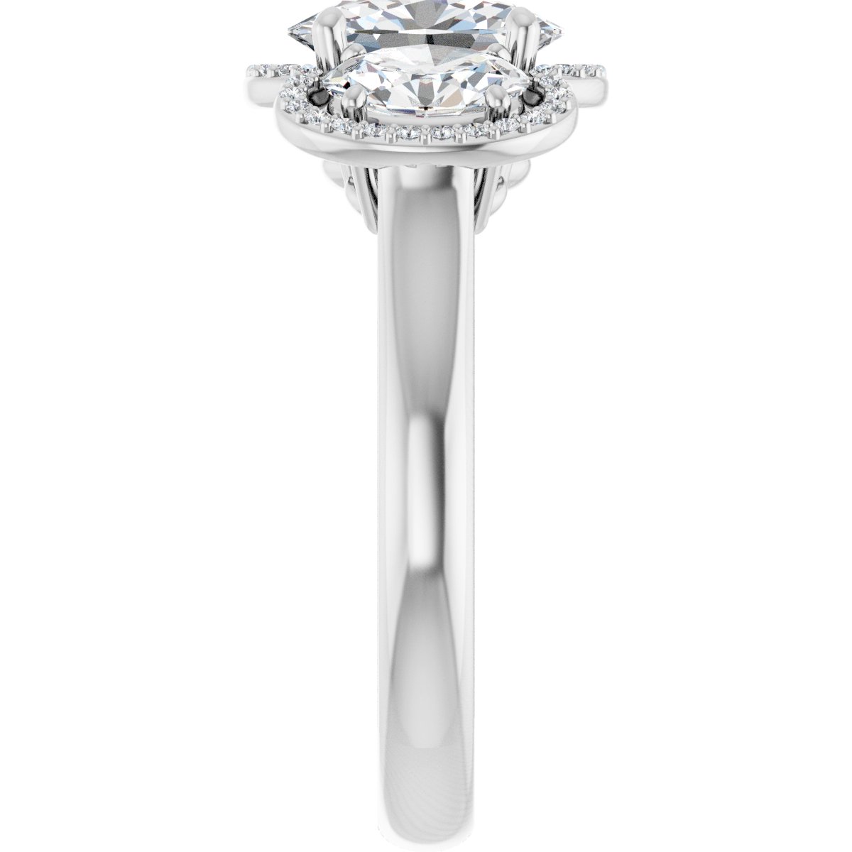 Oval Three-Stone Halo-Style Engagement Ring Semi-Mount - gallery - Series 71602