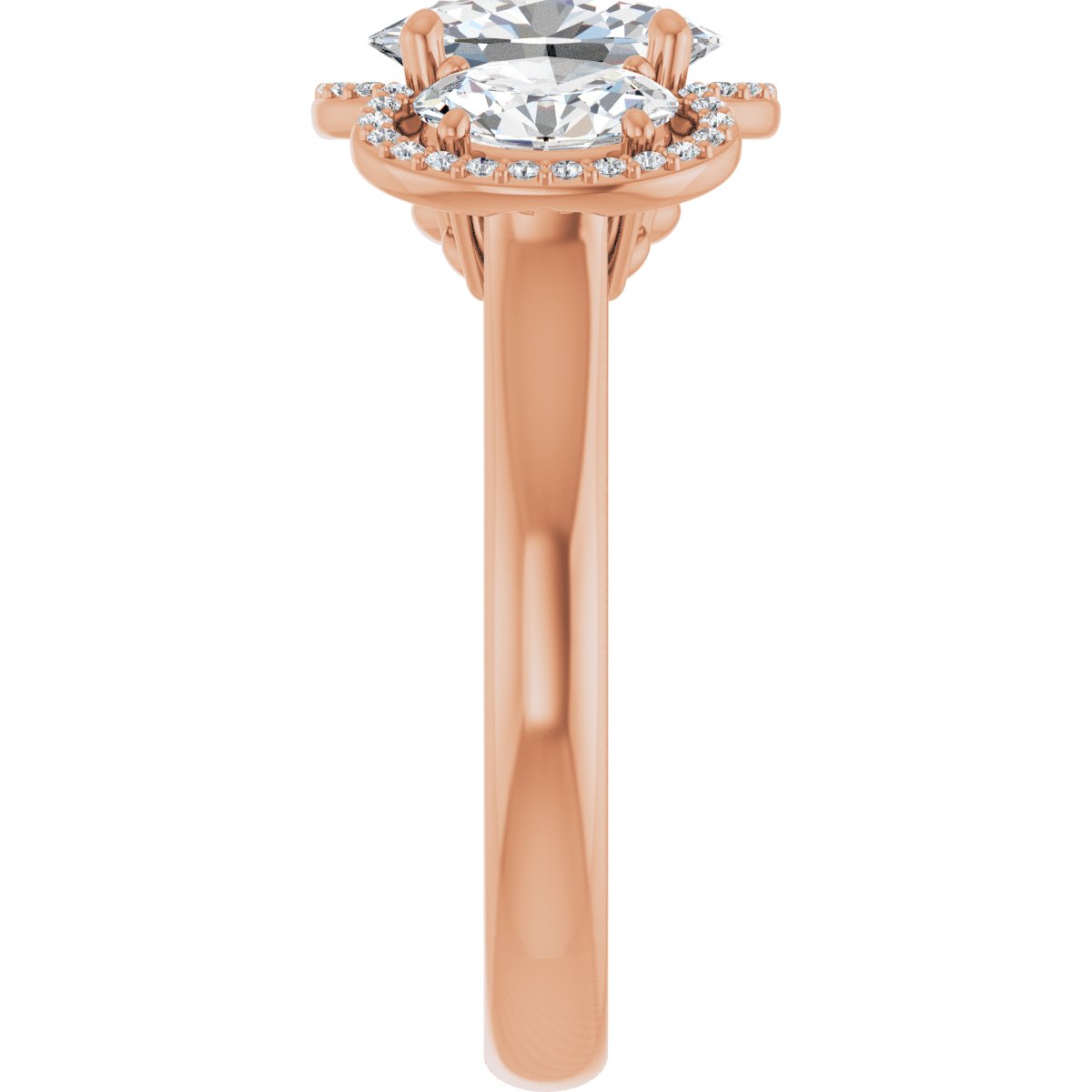 Oval Three-Stone Halo-Style Engagement Ring Semi-Mount - gallery - Series 71602