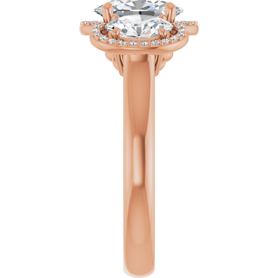Oval Three-Stone Halo-Style Engagement Ring Semi-Mount - gallery - Series 71602