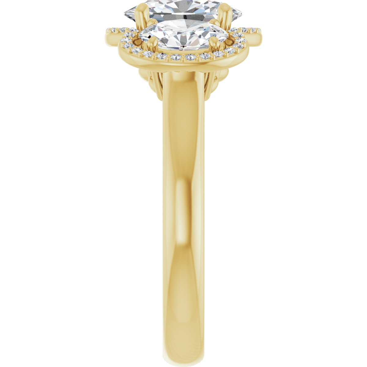 Oval Three-Stone Halo-Style Engagement Ring Semi-Mount - gallery - Series 71602