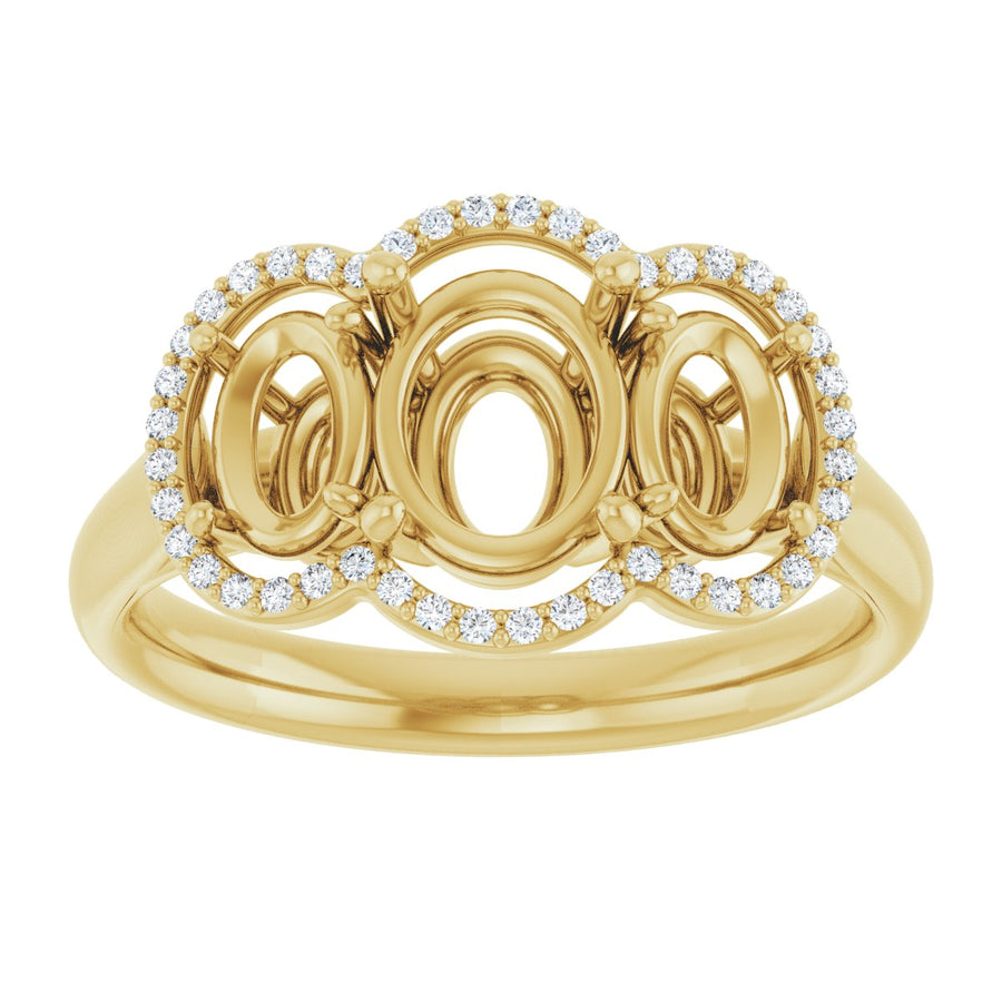 Oval Three-Stone Halo-Style Engagement Ring Semi-Mount - gallery - Series 71602