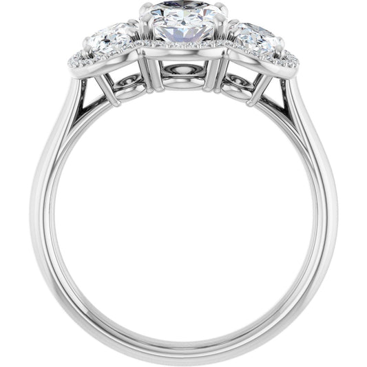 Oval Three-Stone Halo-Style Engagement Ring Semi-Mount - gallery - Series 71602