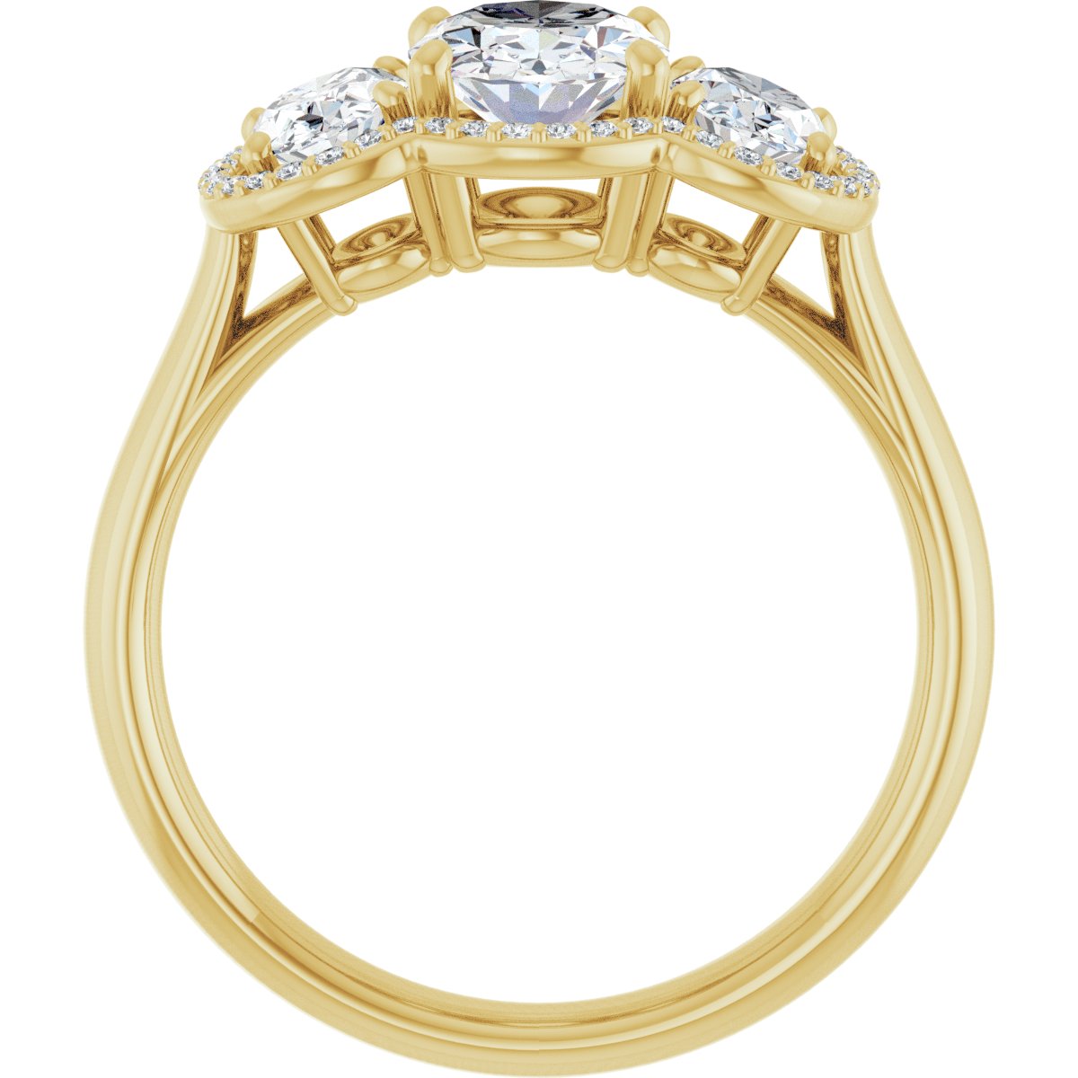 Oval Three-Stone Halo-Style Engagement Ring Semi-Mount - gallery - Series 71602