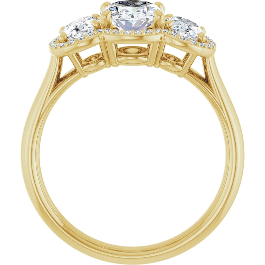 Oval Three-Stone Halo-Style Engagement Ring Semi-Mount - gallery - Series 71602