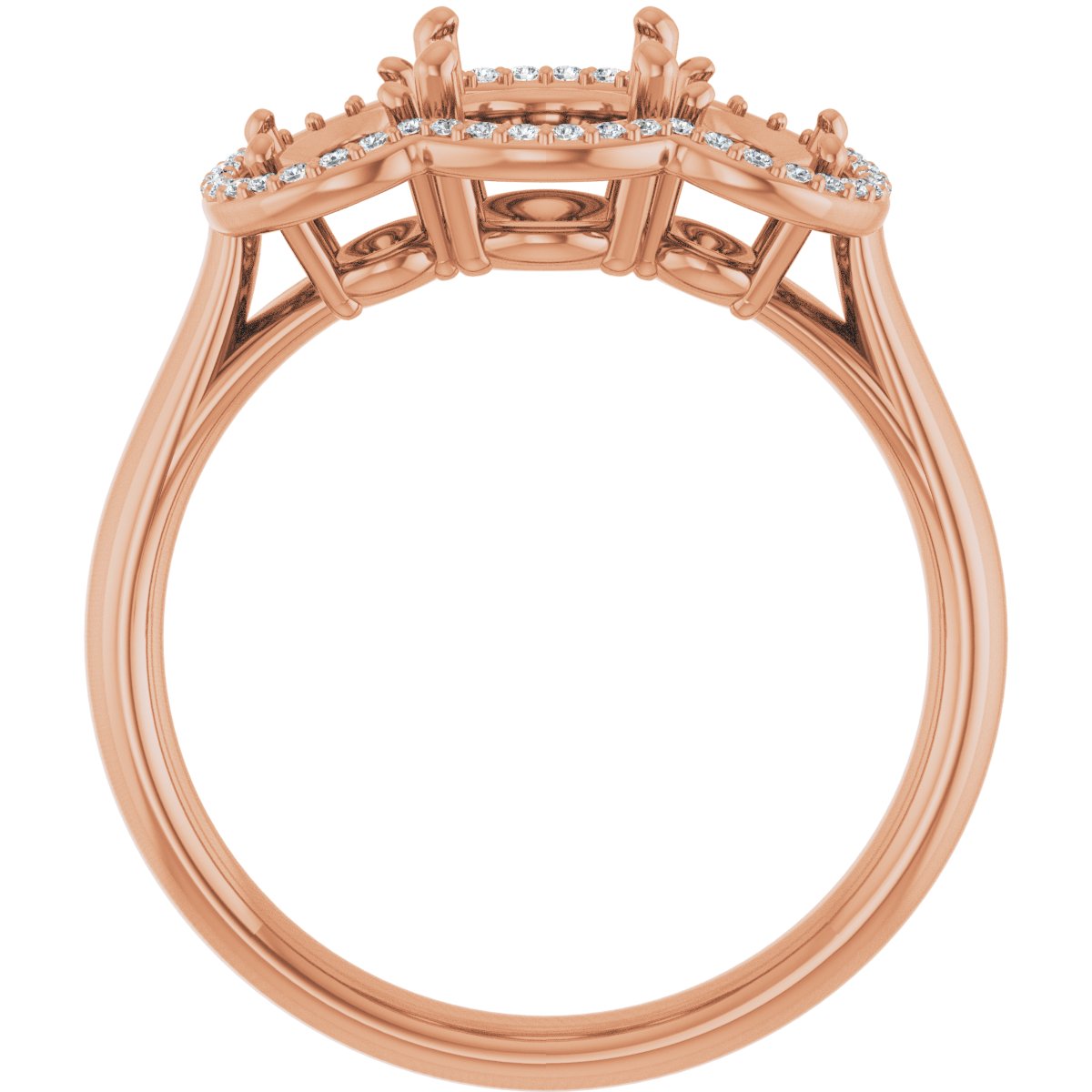 Oval Three-Stone Halo-Style Engagement Ring Semi-Mount - gallery - Series 71602