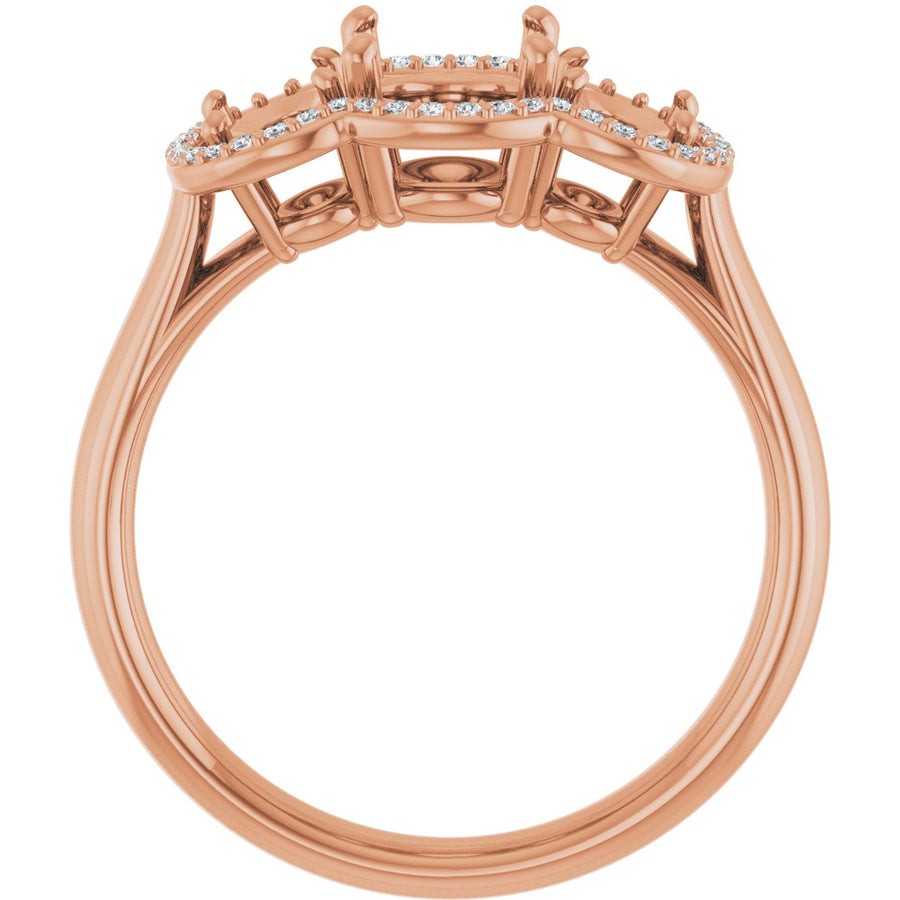 Oval Three-Stone Halo-Style Engagement Ring Semi-Mount - gallery - Series 71602