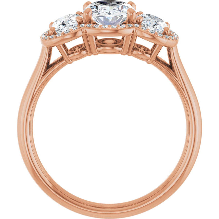 Oval Three-Stone Halo-Style Engagement Ring Semi-Mount - gallery - Series 71602