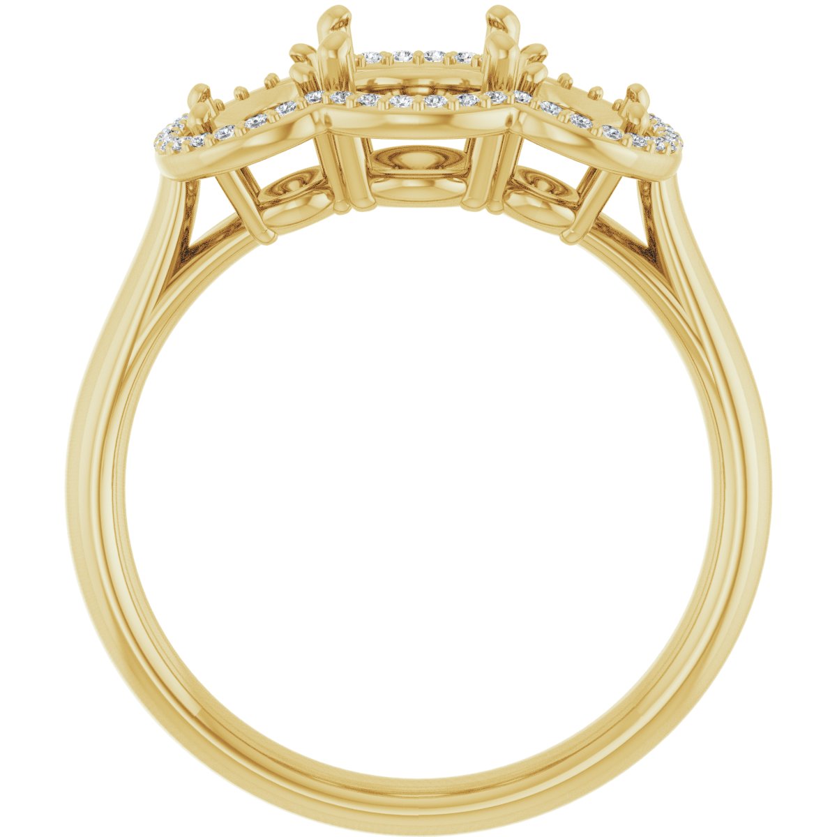 Oval Three-Stone Halo-Style Engagement Ring Semi-Mount - gallery - Series 71602