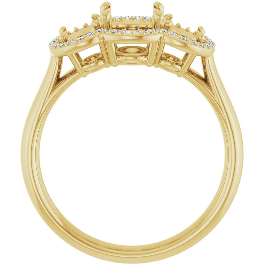 Oval Three-Stone Halo-Style Engagement Ring Semi-Mount - gallery - Series 71602