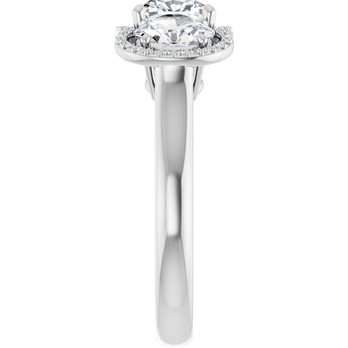 Cushion Three-Stone Halo-Style Engagement Ring Semi-Mount - gallery - Series 71602