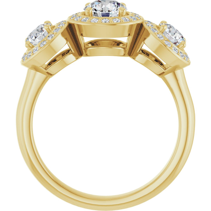 Round Three-Stone Halo-Style Engagement Ring Semi-Mount - gallery - Series 122053