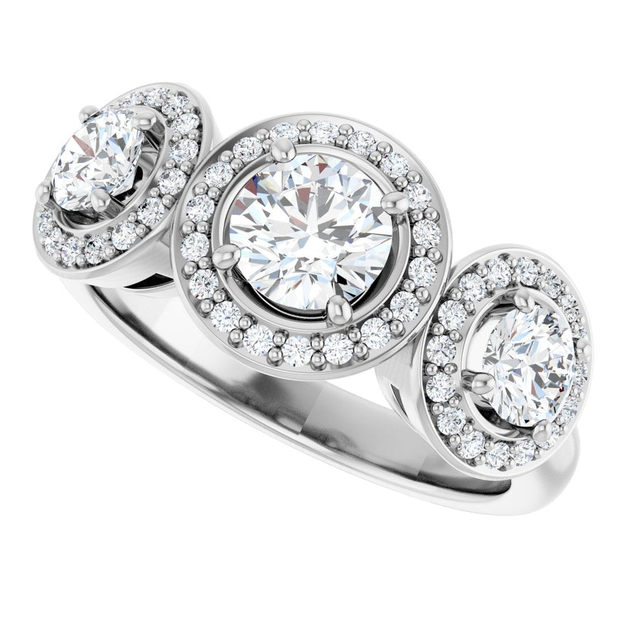 Square Three-Stone Halo-Style Engagement Ring Semi-Mount - gallery - Series 122053