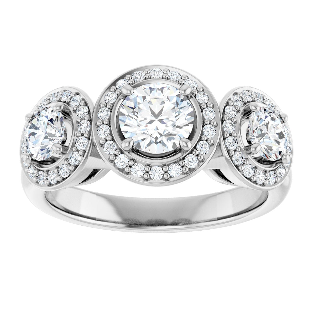 Square Three-Stone Halo-Style Engagement Ring Semi-Mount - gallery - Series 122053