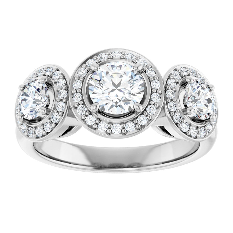 Square Three-Stone Halo-Style Engagement Ring Semi-Mount - gallery - Series 122053