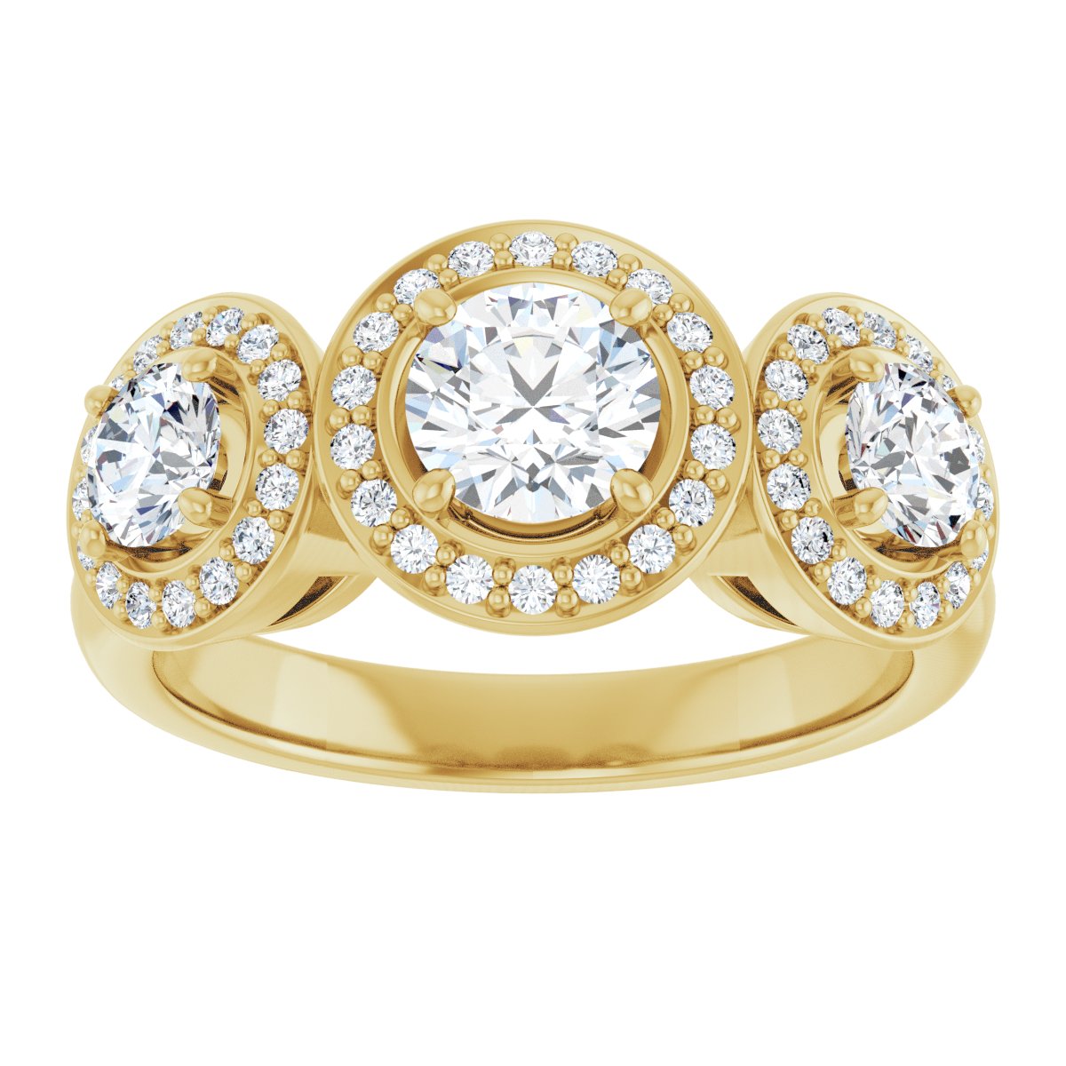 Round Three-Stone Halo-Style Engagement Ring Semi-Mount - gallery - Series 122053