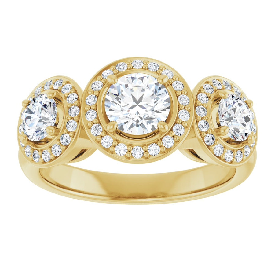 Round Three-Stone Halo-Style Engagement Ring Semi-Mount - gallery - Series 122053