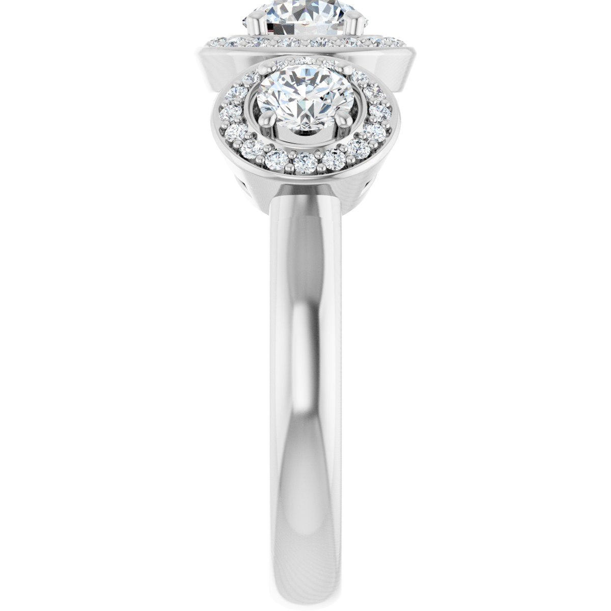 Round Three-Stone Halo-Style Engagement Ring Semi-Mount - gallery - Series 122053