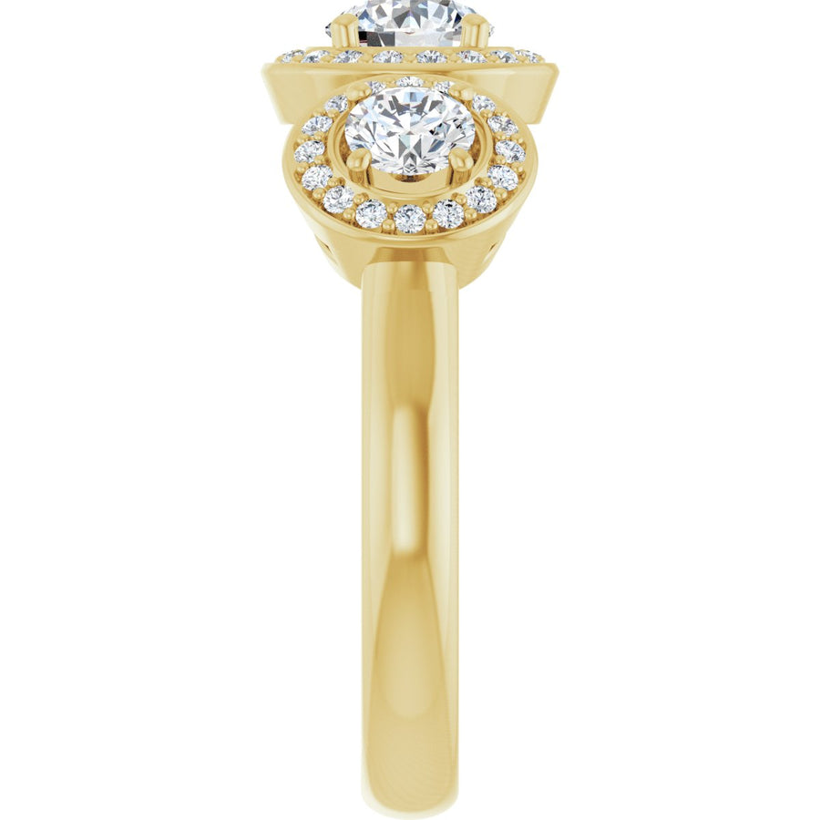 Round Three-Stone Halo-Style Engagement Ring Semi-Mount - gallery - Series 122053