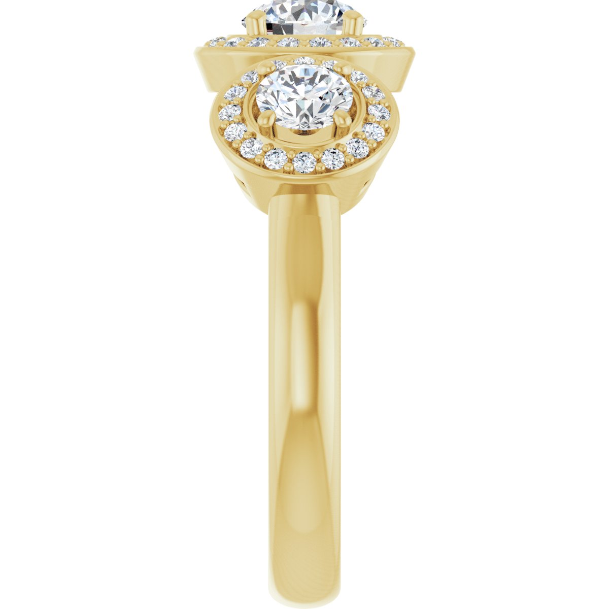 Square Three-Stone Halo-Style Engagement Ring Semi-Mount - gallery - Series 122053
