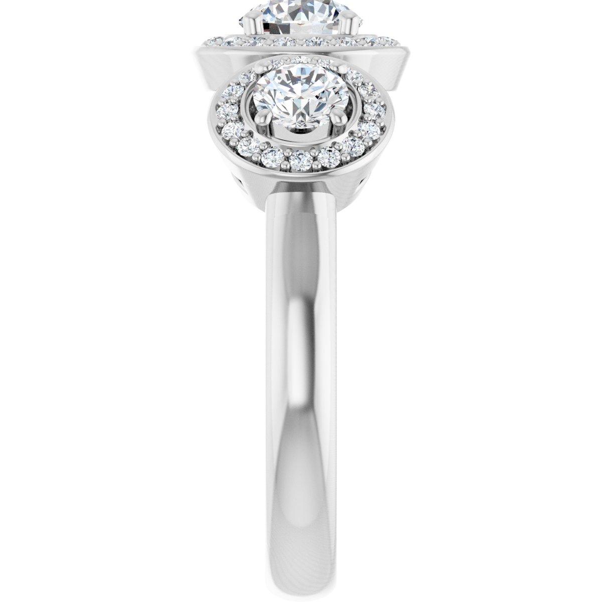 Square Three-Stone Halo-Style Engagement Ring Semi-Mount - gallery - Series 122053