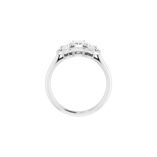 Emerald Three-Stone Halo-Style Engagement Ring Semi-Mount - gallery - Series 71602