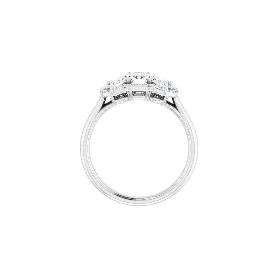 Emerald Three-Stone Halo-Style Engagement Ring Semi-Mount - gallery - Series 71602