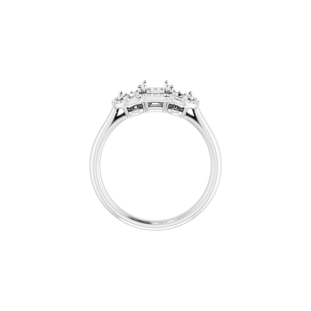 Emerald Three-Stone Halo-Style Engagement Ring Semi-Mount - gallery - Series 71602