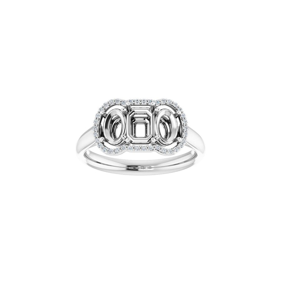 Emerald Three-Stone Halo-Style Engagement Ring Semi-Mount - gallery - Series 71602