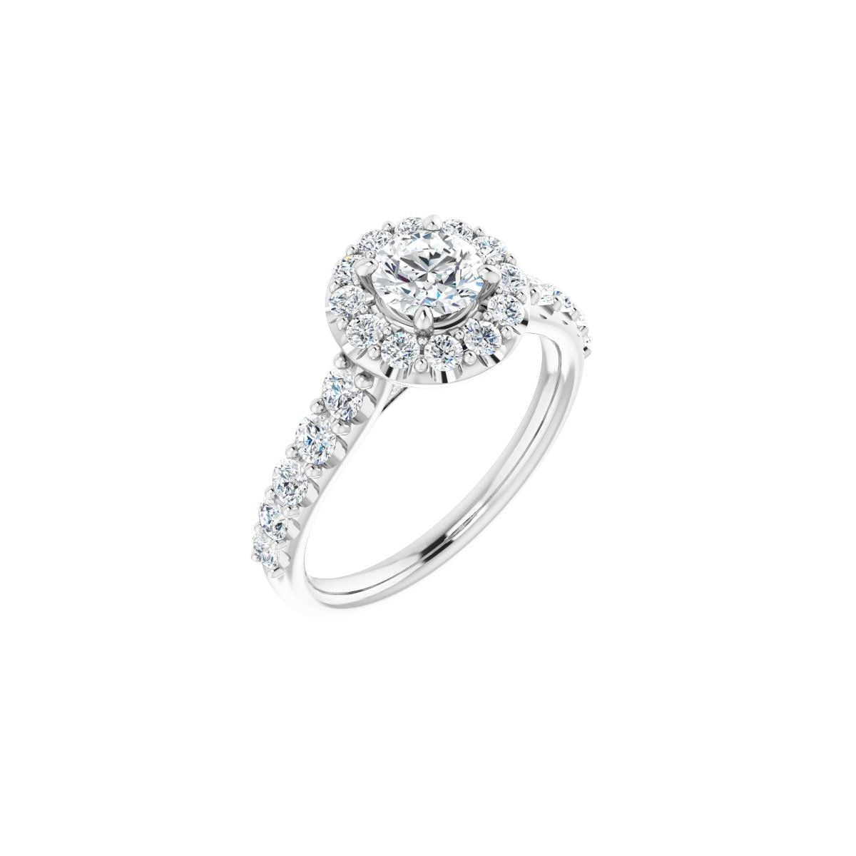 Natural Diamond Round Halo-Style Engagement Ring Semi-Mount - Platinum - Series 123541