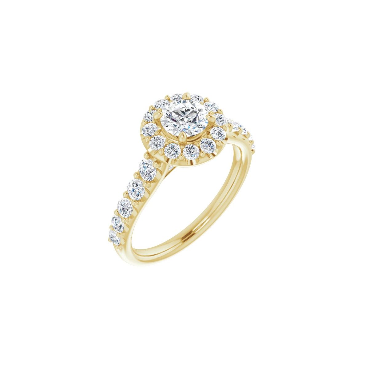 Natural Diamond Round Halo-Style Engagement Ring Semi-Mount - 14K Yellow Gold - Series 123541