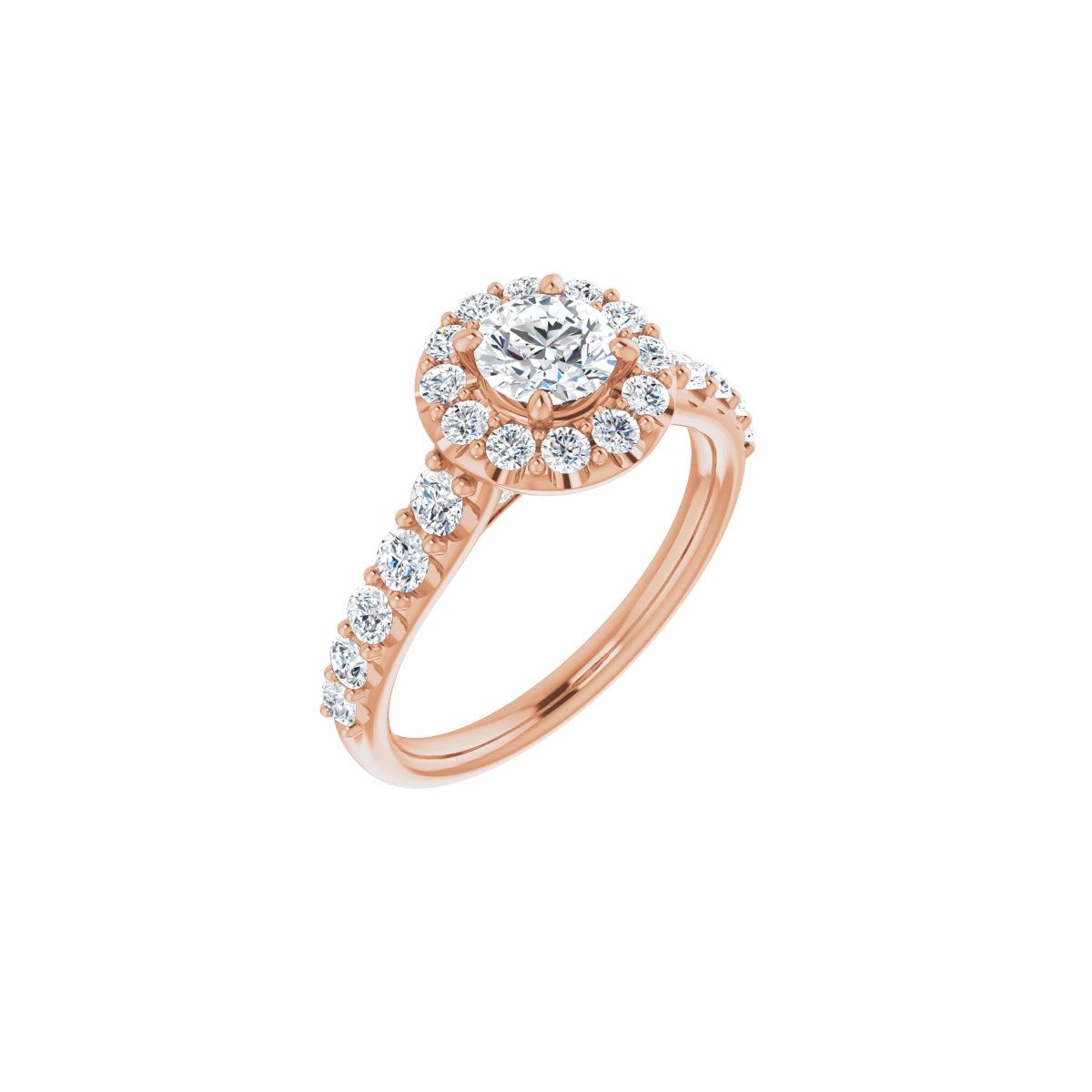 Natural Diamond Round Halo-Style Engagement Ring Semi-Mount - 14K Rose Gold - Series 123541
