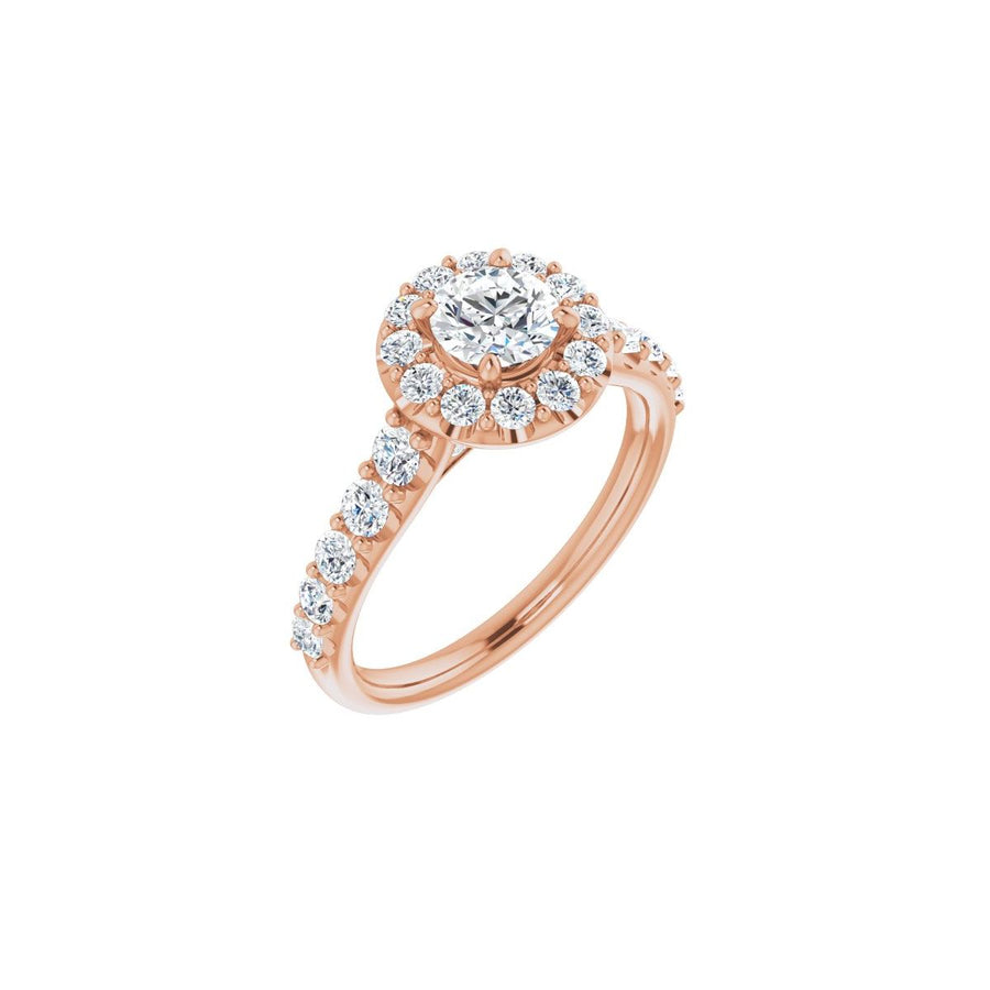 Natural Diamond Round Halo-Style Engagement Ring Semi-Mount - 14K Rose Gold - Series 123541