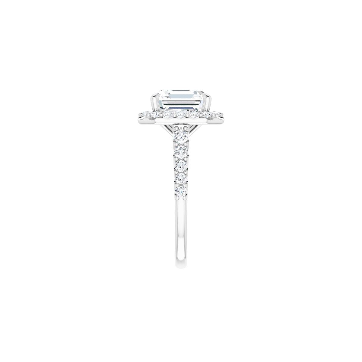 Asscher Halo-Style Engagement Ring Semi-Mount - gallery - Series 123541