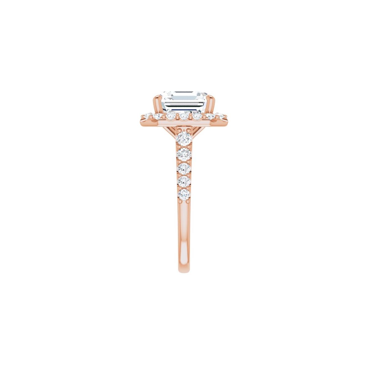 Asscher Halo-Style Engagement Ring Semi-Mount - gallery - Series 123541
