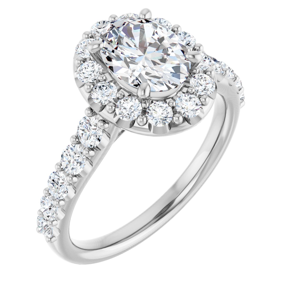 Natural Diamond Oval Halo-Style Engagement Ring Semi-Mount - Platinum - Series 123541