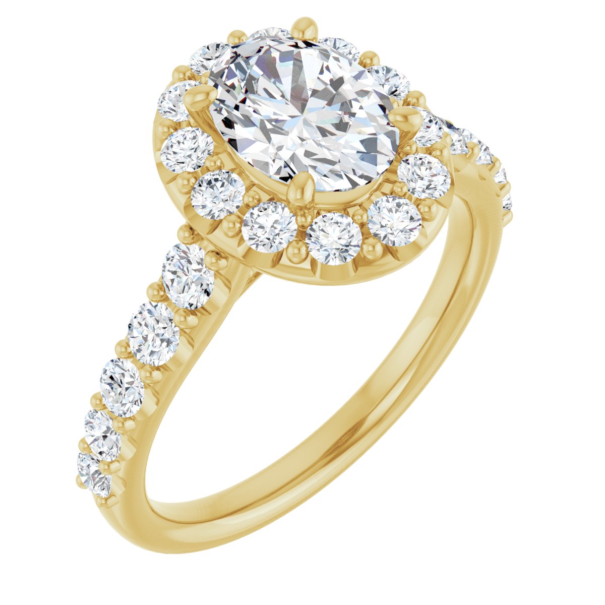 Natural Diamond Oval Halo-Style Engagement Ring Semi-Mount - 14K Yellow Gold - Series 123541