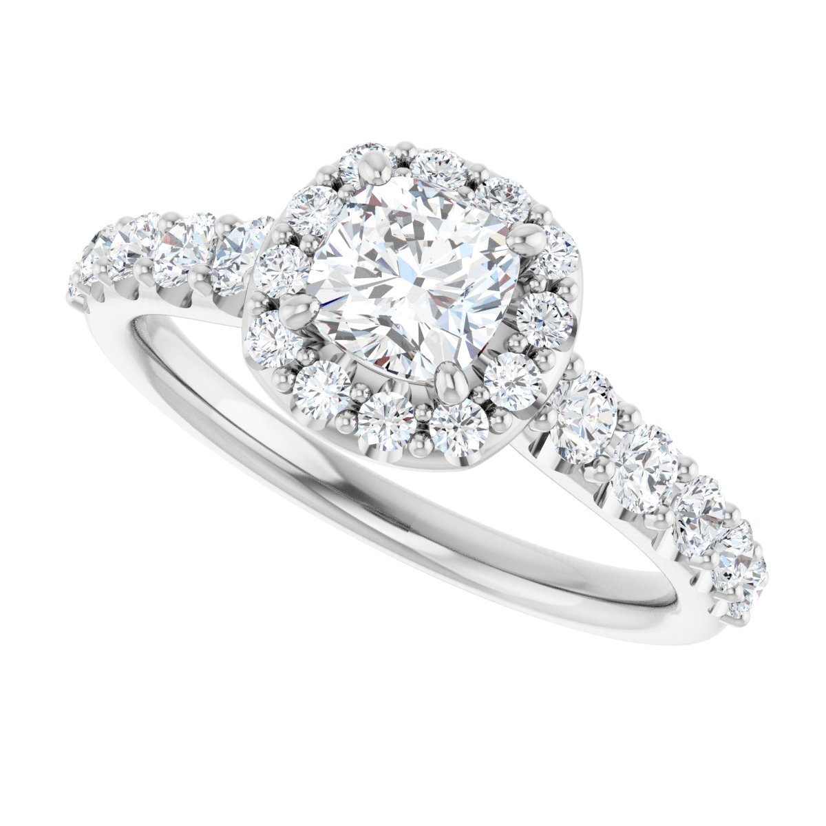 Cushion Halo-Style Engagement Ring Semi-Mount - gallery - Series 123541