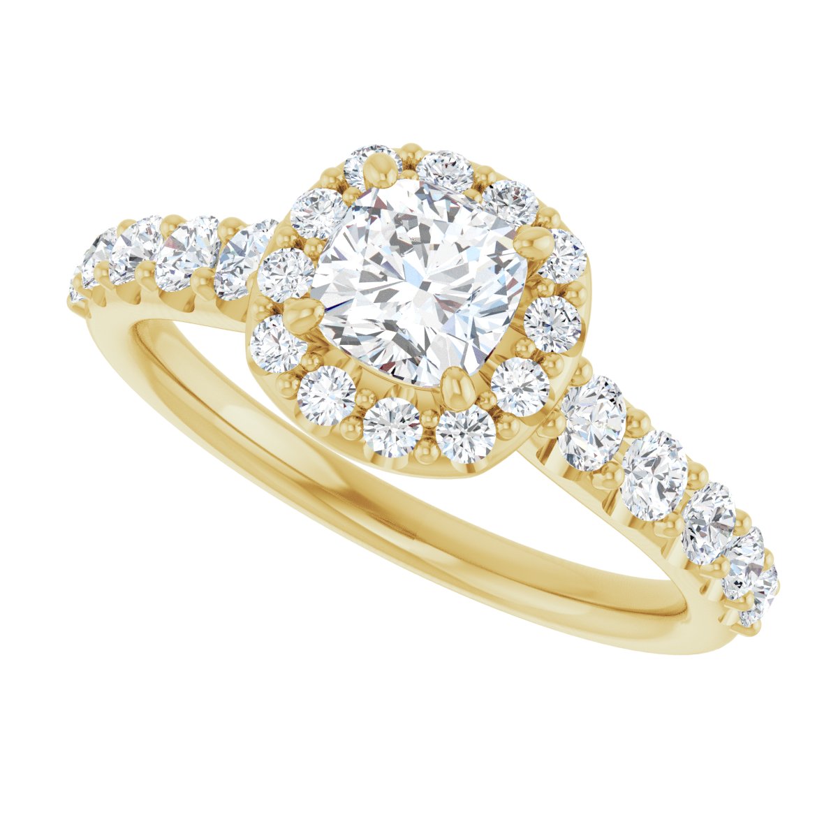 Cushion Halo-Style Engagement Ring Semi-Mount - gallery - Series 123541